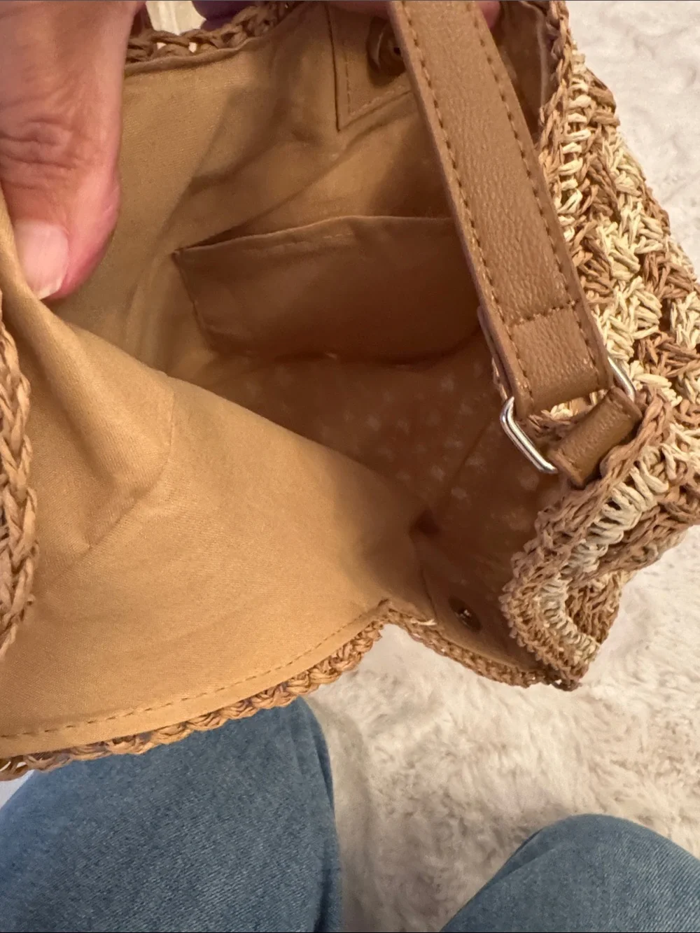 Handcrafted Crochet Hobo Bag in Beige and Brown